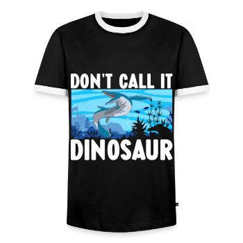 Mosasaurus Dinosaur - Men's Ringer Shirt - black/white - Front - AI Model Female 172 light (172cm) & AI Model Male 178 light (178cm)