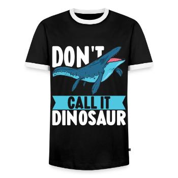 Mosasaurus Dinosaur - Men's Ringer Shirt - black/white - Front - AI Model Female 172 light (172cm) & AI Model Male 178 light (178cm)