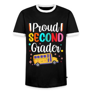 Proud Second Grader Teacher School Second Grade - Men's Ringer Shirt - black/white - Front - AI Model Female 172 light (172cm) & AI Model Male 178 light (178cm)