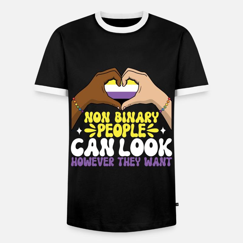 Non Binary Pride Genderqueer - Men's Ringer Shirt - black/white