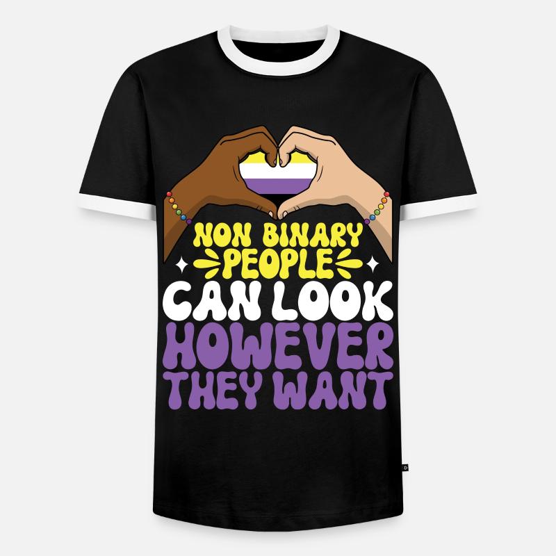 Non Binary Pride Genderqueer - Männer Kontrast-T-Shirt - Schwarz/Weiß