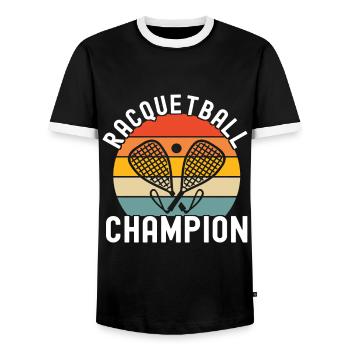 Racquetball Racquetball Player - Men's Ringer Shirt - black/white - Front - AI Model Female 172 light (172cm) & AI Model Male 178 light (178cm)