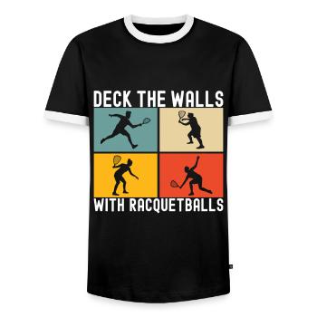 Racquetball Racquetball Player - Men's Ringer Shirt - black/white - Front - AI Model Female 172 light (172cm) & AI Model Male 178 light (178cm)