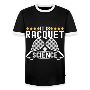 Racquetball Racquetball Player - Men's Ringer Shirt - black/white - Front - AI Model Female 172 light (172cm) & AI Model Male 178 light (178cm)