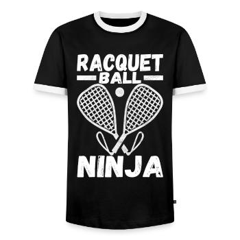 Racquetball Racquetball Player - Men's Ringer Shirt - black/white - Front - AI Model Female 172 light (172cm) & AI Model Male 178 light (178cm)