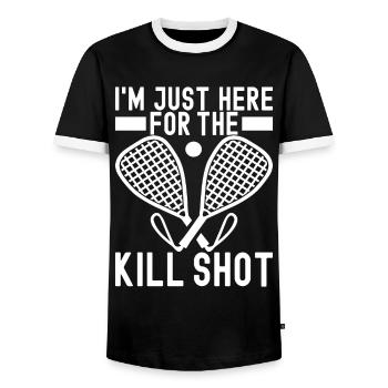 Racquetball Racquetball Player - Men's Ringer Shirt - black/white - Front - AI Model Female 172 light (172cm) & AI Model Male 178 light (178cm)