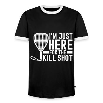 Racquetball Racquetball Player - Men's Ringer Shirt - black/white - Front - AI Model Female 172 light (172cm) & AI Model Male 178 light (178cm)