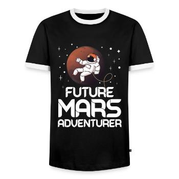 Future Mars Adventurer Astronaut Planet - Men's Ringer Shirt - black/white - Front - AI Model Female 172 light (172cm) & AI Model Male 178 light (178cm)