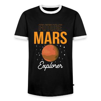 Future Mars Explorer Astronaut Planet - T-shirt contrasté Homme - noir/blanc - Devant - AI Model Female 172 light (172cm) & AI Model Male 178 light (178cm)