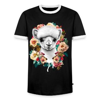 Alpaka - Männer Kontrast-T-Shirt - Schwarz/Weiß - Vorne - AI Model Female 172 light (172cm) & AI Model Male 178 light (178cm)