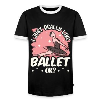 I just like ballet very much, dancer ballerina - Men's Ringer Shirt - black/white - Front - AI Model Female 172 light (172cm) & AI Model Male 178 light (178cm)