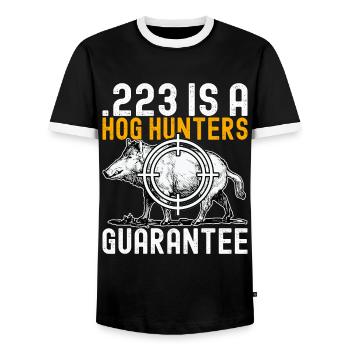 Chasseurs Chasse au sanglier - T-shirt contrasté Homme - noir/blanc - Devant - AI Model Female 172 light (172cm) & AI Model Male 178 light (178cm)