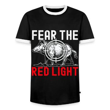 Chasseurs Chasse au sanglier - T-shirt contrasté Homme - noir/blanc - Devant - AI Model Female 172 light (172cm) & AI Model Male 178 light (178cm)