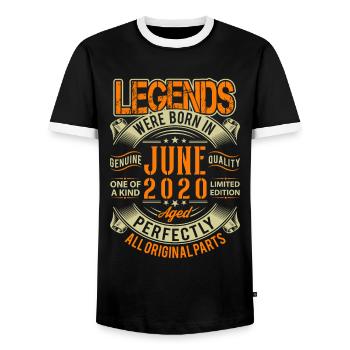 2020 Juni Geburtstag Legende - Männer Kontrast-T-Shirt - Schwarz/Weiß - Vorne - AI Model Female 172 light (172cm) & AI Model Male 178 light (178cm)