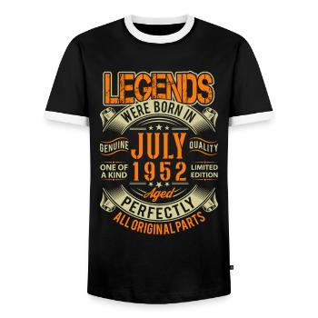 1952 Juli Geburtstag Legende - Männer Kontrast-T-Shirt - Schwarz/Weiß - Vorne - AI Model Female 172 light (172cm) & AI Model Male 178 light (178cm)