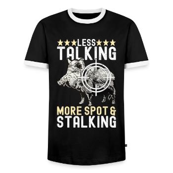 Chasseurs Chasse au sanglier - T-shirt contrasté Homme - noir/blanc - Devant - AI Model Female 172 light (172cm) & AI Model Male 178 light (178cm)