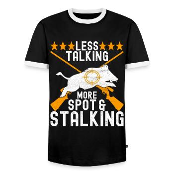 Chasseurs Chasse au sanglier - T-shirt contrasté Homme - noir/blanc - Devant - AI Model Female 172 light (172cm) & AI Model Male 178 light (178cm)