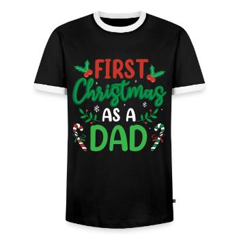 The first Christmas as a father family pregnant - Men's Ringer Shirt - black/white - Front - AI Model Female 172 light (172cm) & AI Model Male 178 light (178cm)