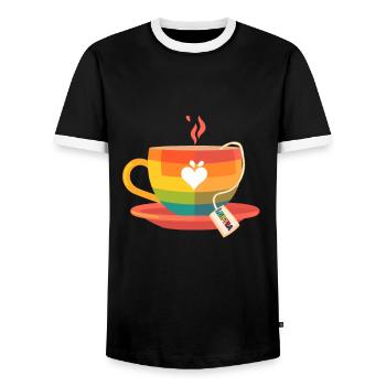 LGBTQIA+ LGBTQ LGBT Gay Pride LGBTea - Männer Kontrast-T-Shirt - Schwarz/Weiß - Vorne - AI Model Female 172 light (172cm) & AI Model Male 178 light (178cm)