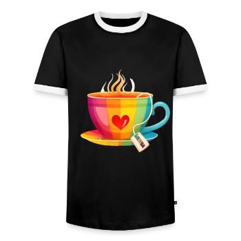 LGBTQIA+ LGBTQ LGBT Gay Pride LGBTea - Männer Kontrast-T-Shirt - Schwarz/Weiß - Vorne - AI Model Female 172 light (172cm) & AI Model Male 178 light (178cm)