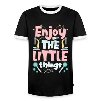 Enjoy the little things Microscopes Microscope - Men's Ringer Shirt - black/white - Front - AI Model Female 172 light (172cm) & AI Model Male 178 light (178cm)