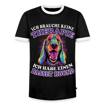 Ich brauche keine Therapie Basset Hound - Männer Kontrast-T-Shirt - Schwarz/Weiß - Vorne - AI Model Female 172 light (172cm) & AI Model Male 178 light (178cm)