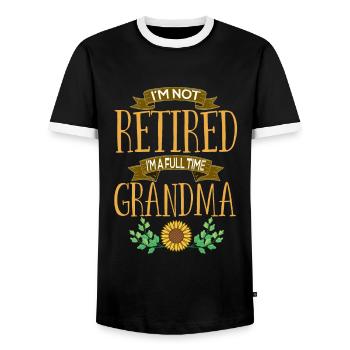 I'm not retired I'm a full-time grandma - Men's Ringer Shirt - black/white - Front - AI Model Female 172 light (172cm) & AI Model Male 178 light (178cm)