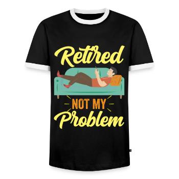 À la retraite n’est plus mon problème de pension - T-shirt contrasté Homme - noir/blanc - Devant - AI Model Female 172 light (172cm) & AI Model Male 178 light (178cm)