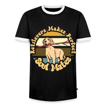 Retrievers are perfect soulmate dog - Men's Ringer Shirt - black/white - Front - AI Model Female 172 light (172cm) & AI Model Male 178 light (178cm)