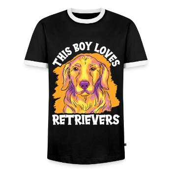 Ce garçon aime Retriever Retrievers Dog - T-shirt contrasté Homme - noir/blanc - Devant - AI Model Female 172 light (172cm) & AI Model Male 178 light (178cm)