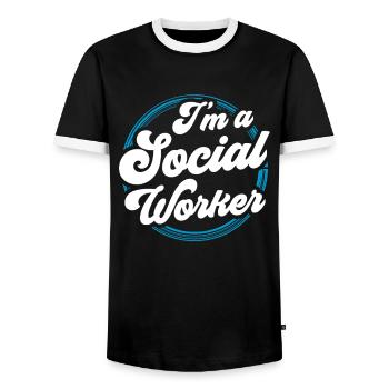 Ich Bin Sozialarbeiterin Ausbildung Sozialarbeiter - Männer Kontrast-T-Shirt - Schwarz/Weiß - Vorne - AI Model Female 172 light (172cm) & AI Model Male 178 light (178cm)
