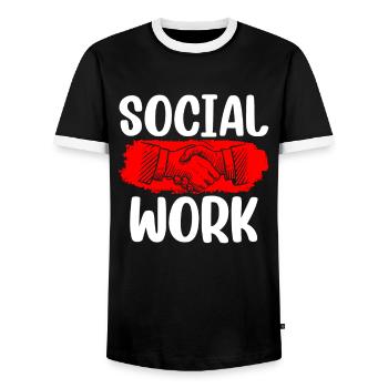 Social Work Social Work Social Worker Profession - Men's Ringer Shirt - black/white - Front - AI Model Female 172 light (172cm) & AI Model Male 178 light (178cm)