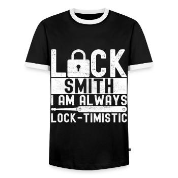 Schlüsseldienst Serrurier Dietrich - T-shirt contrasté Homme - noir/blanc - Devant - AI Model Female 172 light (172cm) & AI Model Male 178 light (178cm)