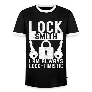 Schlüsseldienst Locksmith Dietrich - Männer Kontrast-T-Shirt - Schwarz/Weiß - Vorne - AI Model Female 172 light (172cm) & AI Model Male 178 light (178cm)