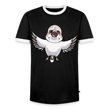 Laughing Hans Vogel Jägerliest Kawaii Emoticon - T-shirt contrasté Homme - noir/blanc - Devant - AI Model Female 172 light (172cm) & AI Model Male 178 light (178cm)