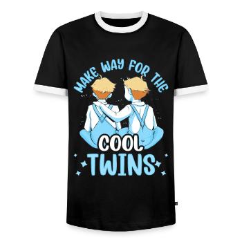 Make room for the cool twins Gemini - Men's Ringer Shirt - black/white - Front - AI Model Female 172 light (172cm) & AI Model Male 178 light (178cm)