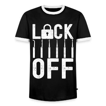 Schlüsseldienst Locksmith Dietrich - Men's Ringer Shirt - black/white - Front - AI Model Female 172 light (172cm) & AI Model Male 178 light (178cm)