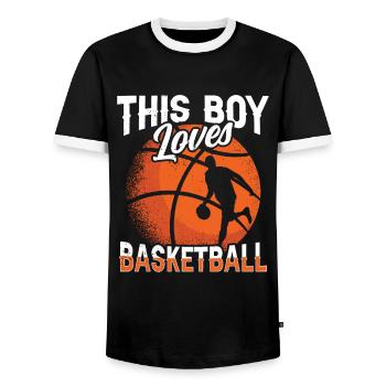 Dieser Junge Liebt Basketball Basketballspieler - Männer Kontrast-T-Shirt - Schwarz/Weiß - Vorne - AI Model Female 172 light (172cm) & AI Model Male 178 light (178cm)