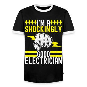Electrician Electronics Technician - Men's Ringer Shirt - black/white - Front - AI Model Female 172 light (172cm) & AI Model Male 178 light (178cm)