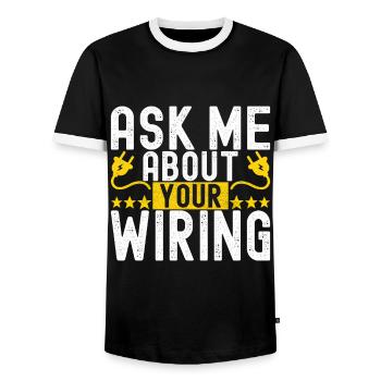 Electrician Electronics Technician - Men's Ringer Shirt - black/white - Front - AI Model Female 172 light (172cm) & AI Model Male 178 light (178cm)