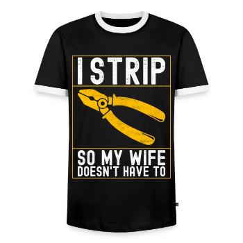 Electrician Electronics Technician - Men's Ringer Shirt - black/white - Front - AI Model Female 172 light (172cm) & AI Model Male 178 light (178cm)