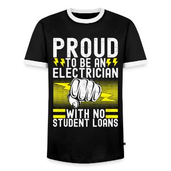 Electrician Electronics Technician - Men's Ringer Shirt - black/white - Front - AI Model Female 172 light (172cm) & AI Model Male 178 light (178cm)