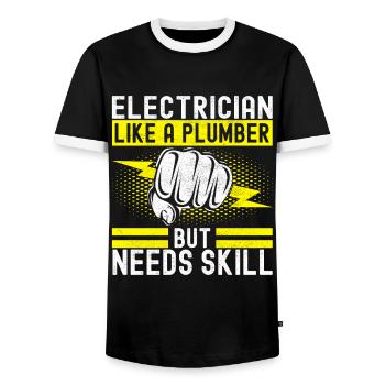 Electrician Electronics Technician - Men's Ringer Shirt - black/white - Front - AI Model Female 172 light (172cm) & AI Model Male 178 light (178cm)