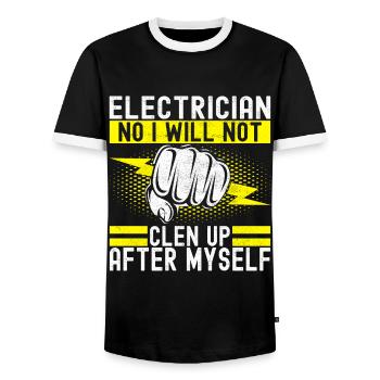 Electrician Electronics Technician - Men's Ringer Shirt - black/white - Front - AI Model Female 172 light (172cm) & AI Model Male 178 light (178cm)