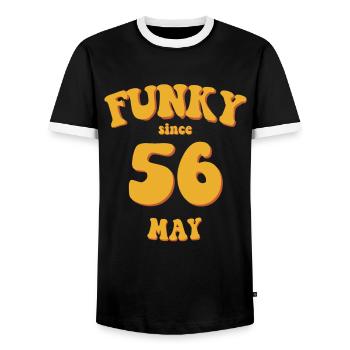 Funky Birthday: Mai 1956 - Flower Power - T-shirt contrasté Homme - noir/blanc - Devant - AI Model Female 172 light (172cm) & AI Model Male 178 light (178cm)