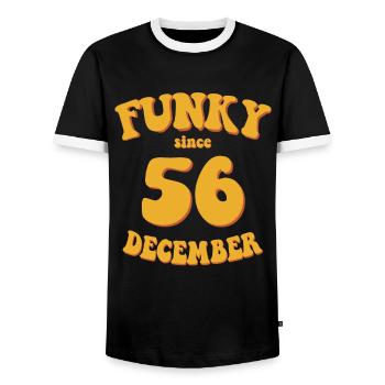 Funky Birthday: Décembre 1956 - Flower Power - T-shirt contrasté Homme - noir/blanc - Devant - AI Model Female 172 light (172cm) & AI Model Male 178 light (178cm)