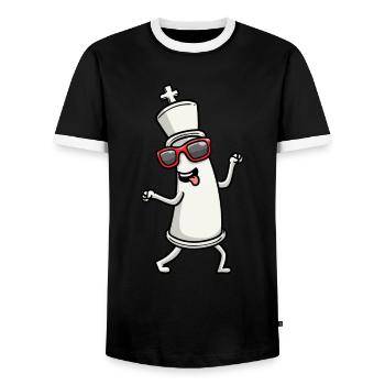 Dancing chess pieces Chess players - Men's Ringer Shirt - black/white - Front - AI Model Female 172 light (172cm) & AI Model Male 178 light (178cm)