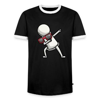 Dancing chess pieces Chess players - Men's Ringer Shirt - black/white - Front - AI Model Female 172 light (172cm) & AI Model Male 178 light (178cm)