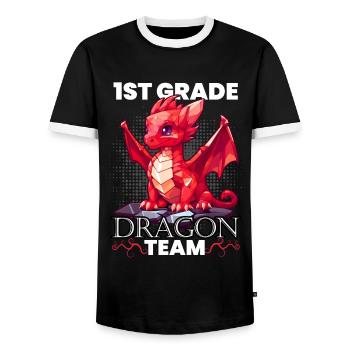 Enrollment Dragon Team First Class - Men's Ringer Shirt - black/white - Front - AI Model Female 172 light (172cm) & AI Model Male 178 light (178cm)