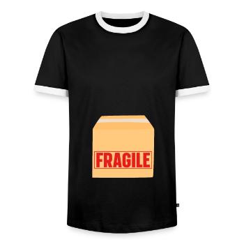 Fragile Package - Baby Ankündigung - Männer Kontrast-T-Shirt - Schwarz/Weiß - Vorne - AI Model Female 172 light (172cm) & AI Model Male 178 light (178cm)
